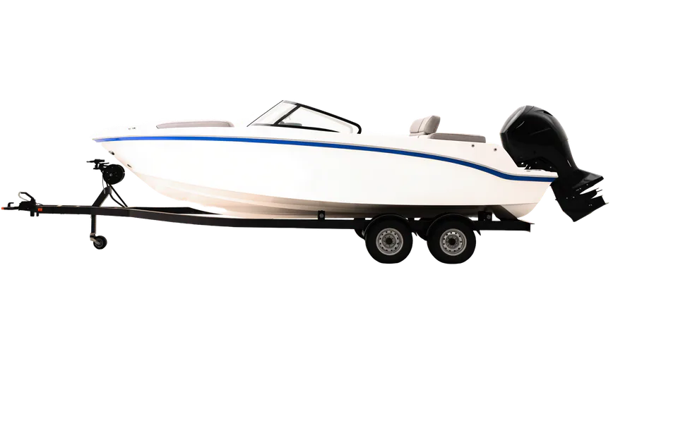 A boat on its trailer